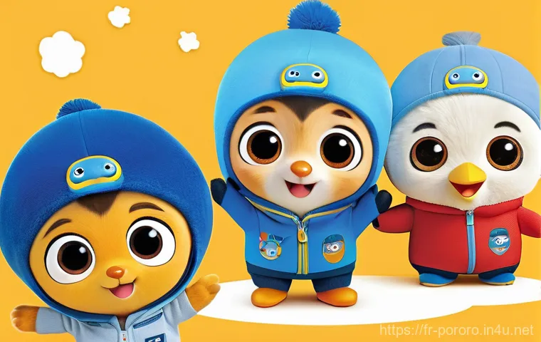 뽀로로의 팬덤 문화 분석 - **Prompt: Pororo's Lesson in Sharing and Friendship**
    "An animated illustration in the cheerful,...